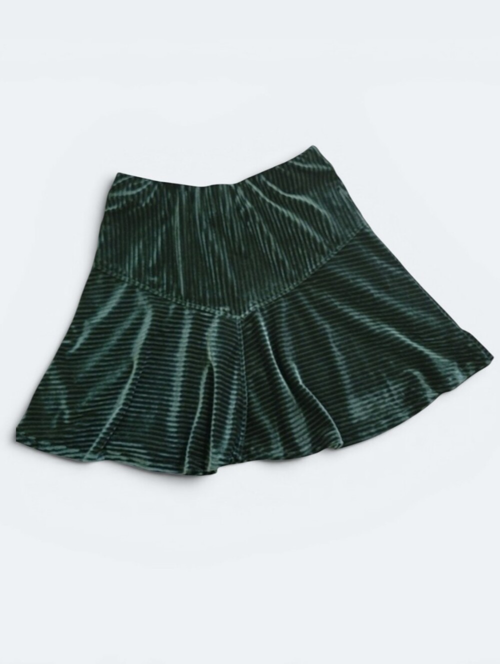 Koru Green Velvet Skirt Size Medium Flowy Ribbed